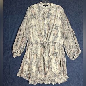 Olivaceous Neutral Snake-Print Blouse in Cream and Gray